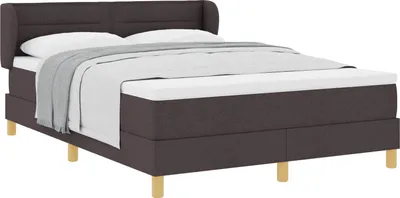 Image de vidaXL Lit boxspring avec matelas Marron foncé 140 x 190 cm Tissu