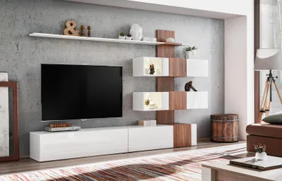 Produktbild von Modern Wohnwand Luxus Einrichtung Wohnzimmer Design TV-Ständer Wand Regale