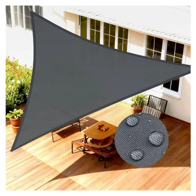 Produktbild von Dreieckiges Sonnensegel 3x3x3m Wasserdicht Anthrazit Sonnenschutz Windschutz Segel aus PES Polyester, 95% UV-Schutz für Außenbereich, Terrasse, Balkon, Garten
