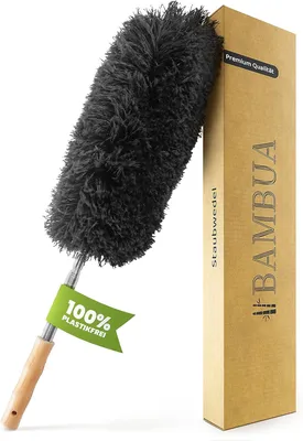 Produktbild von Teleskopduster, Mikrofasern, Bambusgriff, Bis 140 cm, Für Zuhause