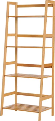 Produktbild von Bücherregal, 4 Ebenen, Leiterdesign, Bambusholz, Natur