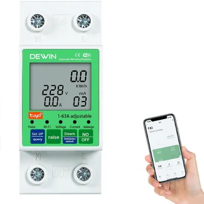 Smart Meter WiFi 2P 63A AC 80-300V mit Überspannungsschutz