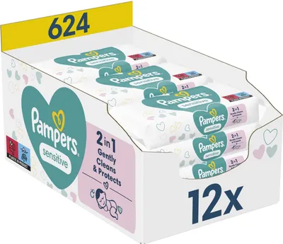 Produktbild von Pampers Sensitive Feuchttücher 12 Packungen