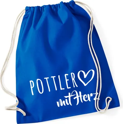 Produktbild von Huuraa Turnbeutel Pottler mit Herz 12 Liter Bright Royal Baumwolle Rucksack Geschenkidee