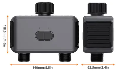 Produktbild von Sprinkler-Timer mit 2 Ausgängen, automatisches Bewässerungssystem, Bewässerungstimer mit APP-Steuerung/Sprachassistent-Steuerung/Regenverzögerung/manueller Bewässerungstimer für Gartenschlauch mit WLAN-Gateway