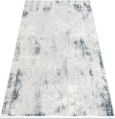 Immagine prodotto di Tappeto moderno DUKE 51558 creme / blu - Geometrico vintage strutturata, molto morbida, frange azzurro 120x170 cm