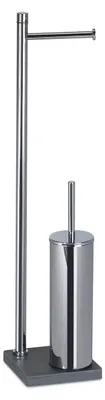 Toiletpapierhalter mit WC-Bürste, grau, 64x14x14 cm