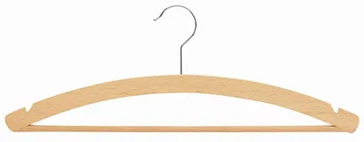 Image de Cintres en bois avec entretoise 42 cm Pack de 3 avec entretoise et encoches pour jupes