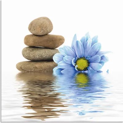 Produktbild von ARTland Wandbild Alu für Innen & Outdoor Therapie-Steine mit einzelnen Blumen Größe: 30x30 cm
