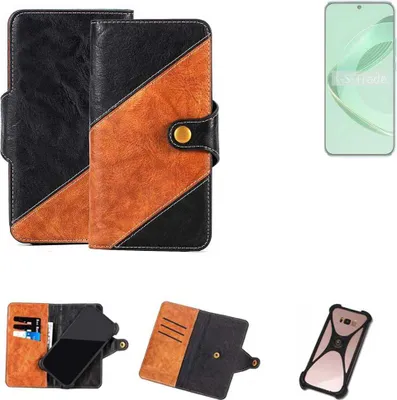 Produktbild von K-S-Trade Handyhülle Schutzhülle Bookstyle Case Wallet-Case kompatibel mit Huawei nova 11 Handy Cover Bumper Klapphülle schwarz hellbraun 1x