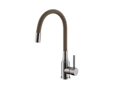 A studio shot of a kitchen faucet.