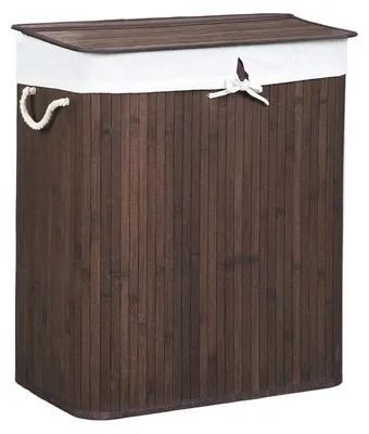 Produktbild von Wäschekorb aus Bambus mit 2 Fächern – braun – 51,5 x 31,5 x 60,5 cm