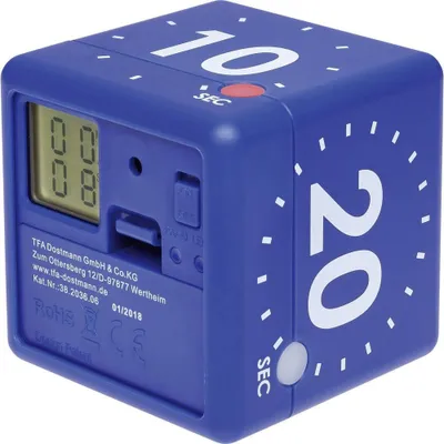 Produktbild von TFA Dostmann Digitaler Cube Timer, 38.2036, ideal für Spiele oder Workouts, 4 ei