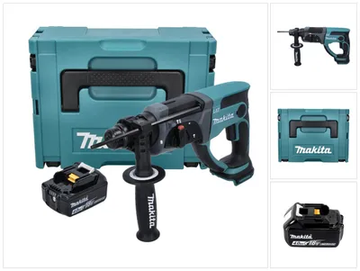 Obrázek produktu pro Akumulátorové kombinované kladivo Makita DHR 202 M1J 18 V 2,0 J SDS Plus + 1x akumulátor 4,0 Ah + Makpac - bez nabíječky