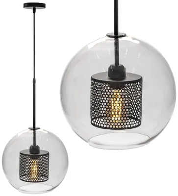Produktbild von tooLight Pendellampe App557-1Cp Loft Glas Schwarz Runden 1-Lichtquelle E27 20X20X60-120Cm Einstellbar