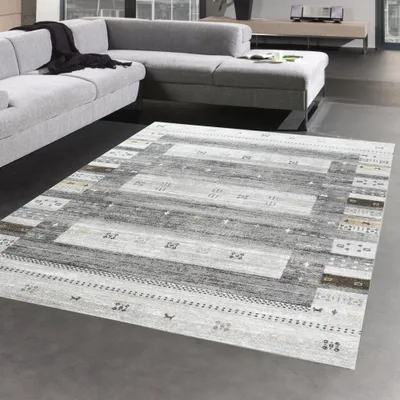 Zdjęcie produktu dla Orientalny dywan kilim z ornamentami w kolorze szarym rozmiar - 120x170 cm