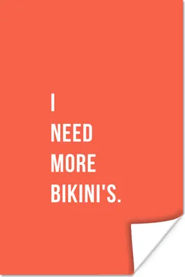 Produktbild von MuchoWow® Poster Ich brauche mehr Bikinis - Zitat - Orange 120x180 cm - Kunstposter