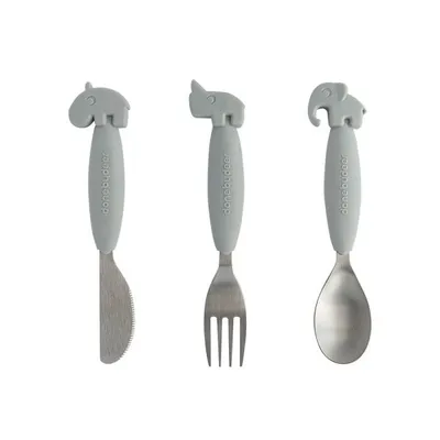 Produktbild von Yummy + Baby-Besteck-Set Grey Done By Deer