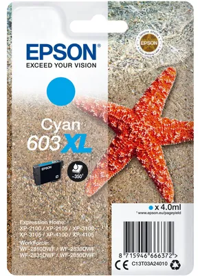 Obrázok produktu pre Jednorazové balenie azúrového atramentu Epson 603XL
