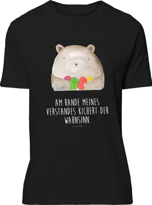 Produktbild von Mr. & Mrs. Panda Tshirt Bär Gefühl - Schwarz - Geschenk, Verrückt, T-Shirt, S, Wahnsinn, Durchgedreht, mit Spruch, oberteil, Teddy, Shirt