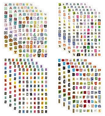 Buchstaben-Sticker 1456 Stück, selbstklebend, bunt, für Scrapbooking