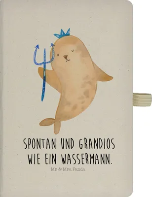 Produktbild von Mr. & Mrs. Panda notizbuch Sternzeichen Wassermann - Transparent - Geschenk, Journal A5, Nix, Tagebuch, Geburtstag Januar, Adressbuch, Meer, Meermann, Februar