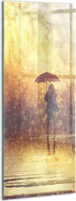 Produktbild von Designer Glasbild - Wandbild - Glas Bild - 50x125 cm - Frau Mit Regenschirm