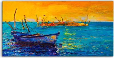 Produktbild von Coloray Acrylbild 140x70  Wandbild Acrylbilder Deko Meereslandschaft Ozean Boot Meer