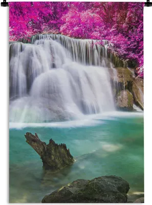 Produktbild von MuchoWow® Wandteppich Wandbehang Wasserfall - Rosa - Bäume 120x180 cm Tapisserie Dekoration Wandtuch - Schlafzimmer - Dekorationen für das Haus