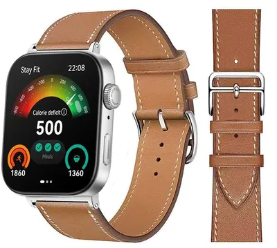 Produktbild von Stravo Premium Uhrenarmband Slim Echtleder passend für Huawei Watch Fit 5/5 Pro/4/4 Pro/3 – mit Edelstahlschließe – Braun