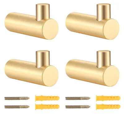Produktbild von 4 Messing-Kleiderhaken, Handtuchhalter, Wandhaken, Schrankhaken, Handtuchhaken, zur Dekoration von Wohn- und Schlafzimmern (gold, 38x20mm)