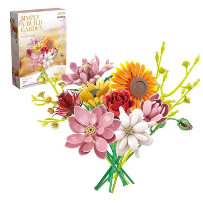 Image de Bouquets de fleurs, briques de construction, ensemble de fleurs, série de fleurs et de plantes, 520 pièces. Décoration intérieure, fleurs, fête des mères, anniversaire, Saint-Valentin