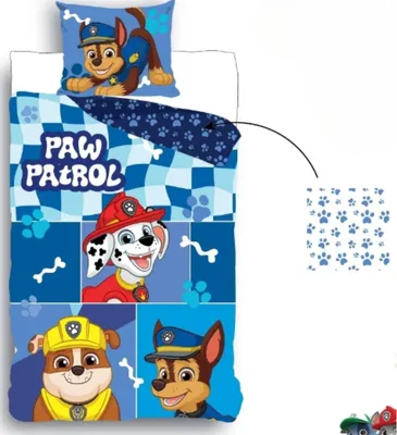 Produktbild von Paw Patrol Bettbezug 135x200 cm & Kopfkissenbezug 80x80 cm – Aus 100% Baumwolle für Kinder Blau