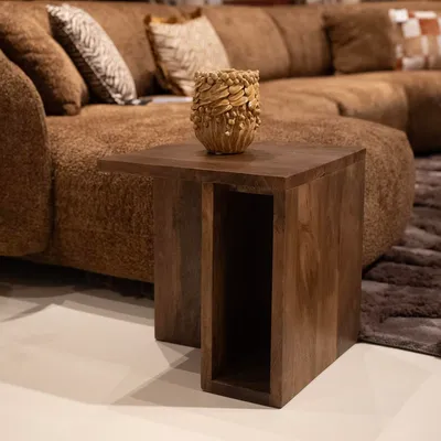 Produktbild von Giga Meubel Beistelltisch Onni - Dunkelbraun Holz - 42x42x45cm