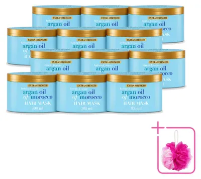 Productafbeelding van 12 x OGX Arganolie van Marokko haarmasker, extra sterk - 300 ml - Voordeelverpakking - 12 stuks