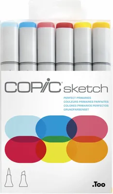 Produktbild von Copic Sketch Set Grafikmarker - Perfect Primaries - Nachfüllbar mit Copic Ink - 6Stk