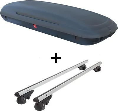 Produktbild von Dachbox VDPCA480 480Ltr carbonlook + Alu Relingträger VDP004L kompatibel mit für VW Passat Variant B7 10-14