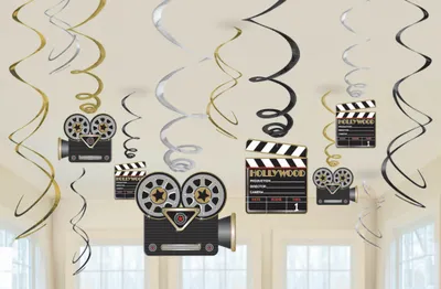 Zdjęcie produktu dla 12 spiral dekoracyjnych Hollywood Camera Action Klapper 61 cm