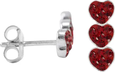 Produktbild von Silber Ohrstecker drei Herzen Farbe - Rot