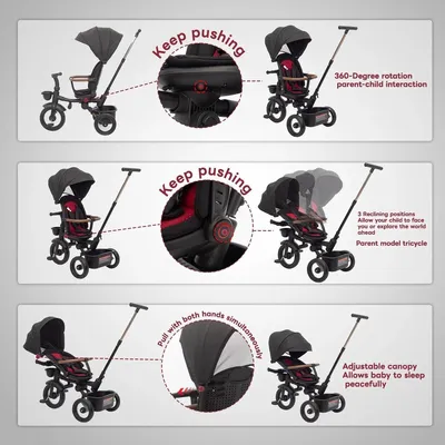 Immagine prodotto di Passeggini - Passeggini per bambini - Passeggini - Passeggini per bambini e passeggini - Triciclo pieghevole 7 in 1