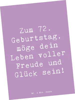 Produktbild von Mr. & Mrs. Panda Postkarte Spruch 72. Geburtstag Freude - Lavendeltraum - Geschenk, Grußkarte, Jubilar, Happy Birthday, Glück, Ansichtskarten, einzelkarte, Ansichtskarte