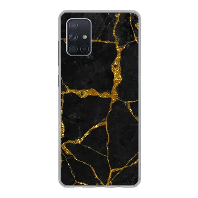 Produktbild von MuchoWow® Handyhülle Schutzhülle Hülle für Samsung Galaxy A51 Marmor - Gold - Schwarz - Marmoroptik - Glitter Silikon Softcase Handy Hülle - Schutzabdeckung