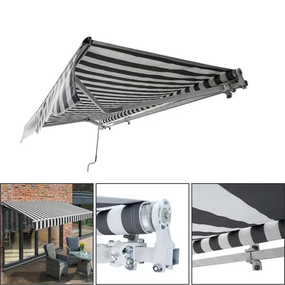 Obrázek produktu pro Hengda kloubová markýza 350 x 300 cm, zatahovací markýza, balkonová markýza, kloubová markýza, sluneční clona, šedá, bílá