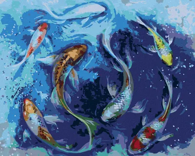 Obrázek produktu pro Zuty - Diamantové malování - JAPONSKÉ RYBKY, 40x50 cm, vypnuté plátno na rám
