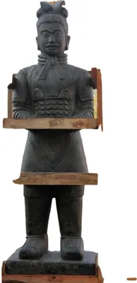 Produktbild von Schöner Chinesischer Krieger aus Steinguss perfekt für den Garten die Terrasse oder den Vorgarten ist Frostfest Witterungsbeständig und Neu 125cm H, KA-BR-CWS-120