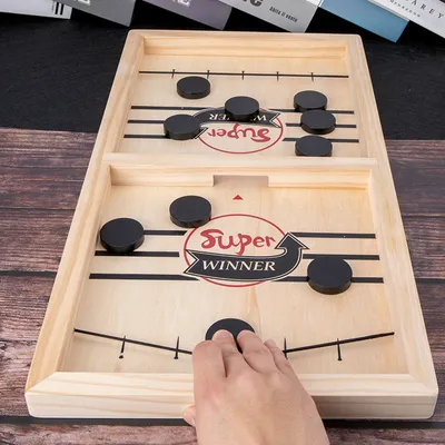 Zdjęcie produktu dla Fast Fast Sling Puck Game, zabawna drewniana gra planszowa Sling Puck Winner Gra planszowa Interaktywna zabawka dla rodziców i dzieci Gra imprezowa dla dorosłych
