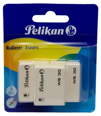 Produktbild von Pelikan 620120, Gummi, Weiß, Sichtverpackung, 3 Stück(e)