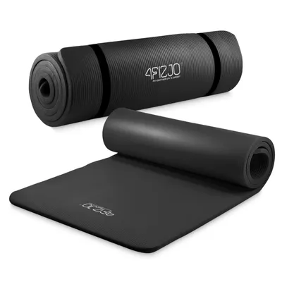 Produktbild von 4FIZJO Fitnessmatte mit Tragegurt, 180x60x1,5 cm, NBR-Schaumstoff, Rutschfest, Schwarz