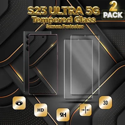 Produktbild von 2-Pack Samsung S23 Ultra 5G Displayschutzfolie - Gehärtetes Glas 9H - Super Qualität 3D