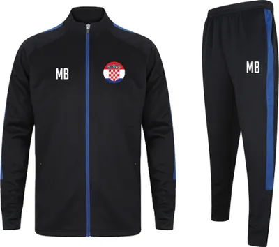Produktbild von Trainingsanzug KROATIEN Navy/Blau Gr. M Sportanzug Jogginganzug mit Druck (Name, Nummer oder Initialen)